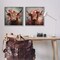 Stupell Industries Highland Cow Field Flower Crown 2 pc Framed Giclee Wall Art Set Design by Irena Orlov